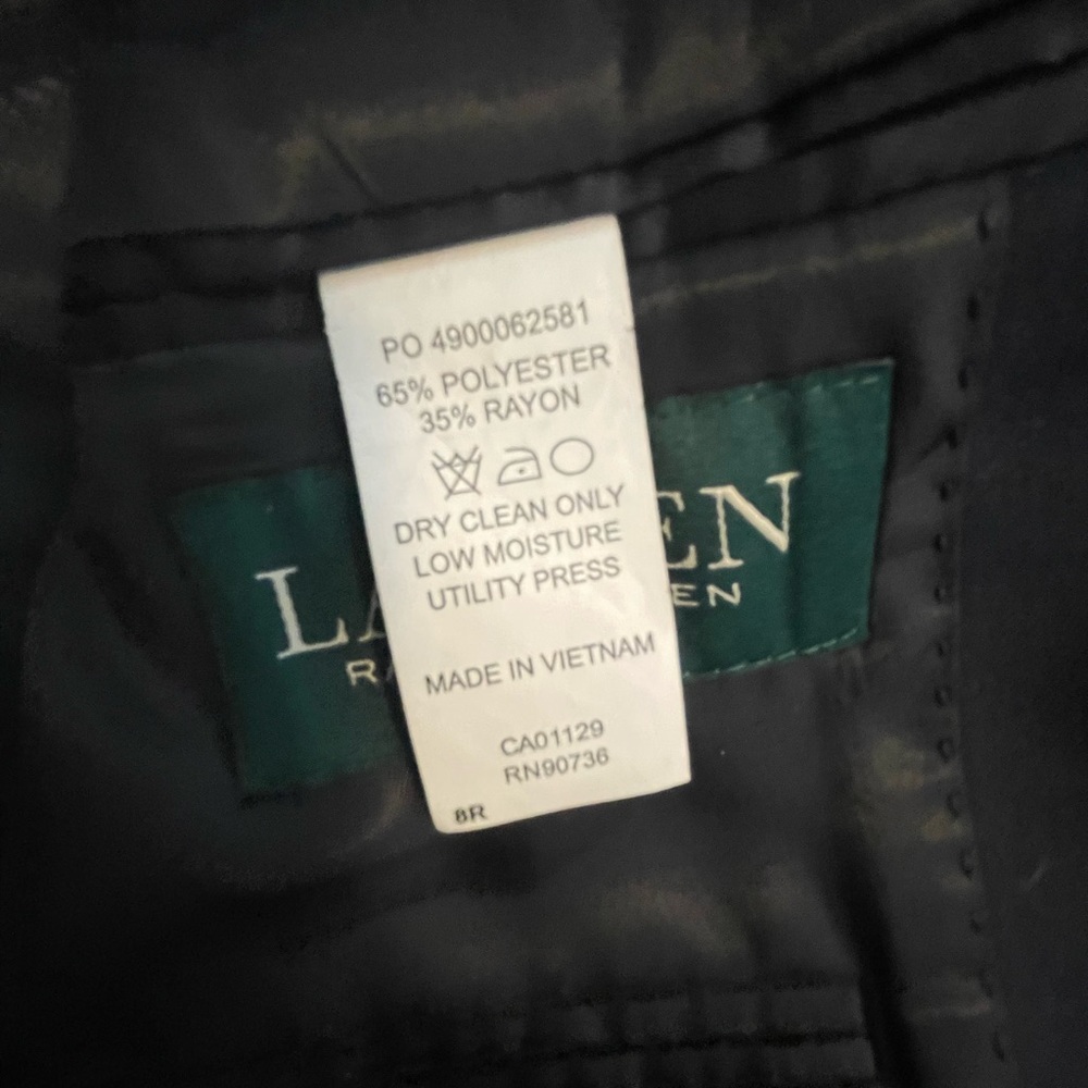 Boys Ralph Lauren sport coat.  Worn one, grey with blue checks